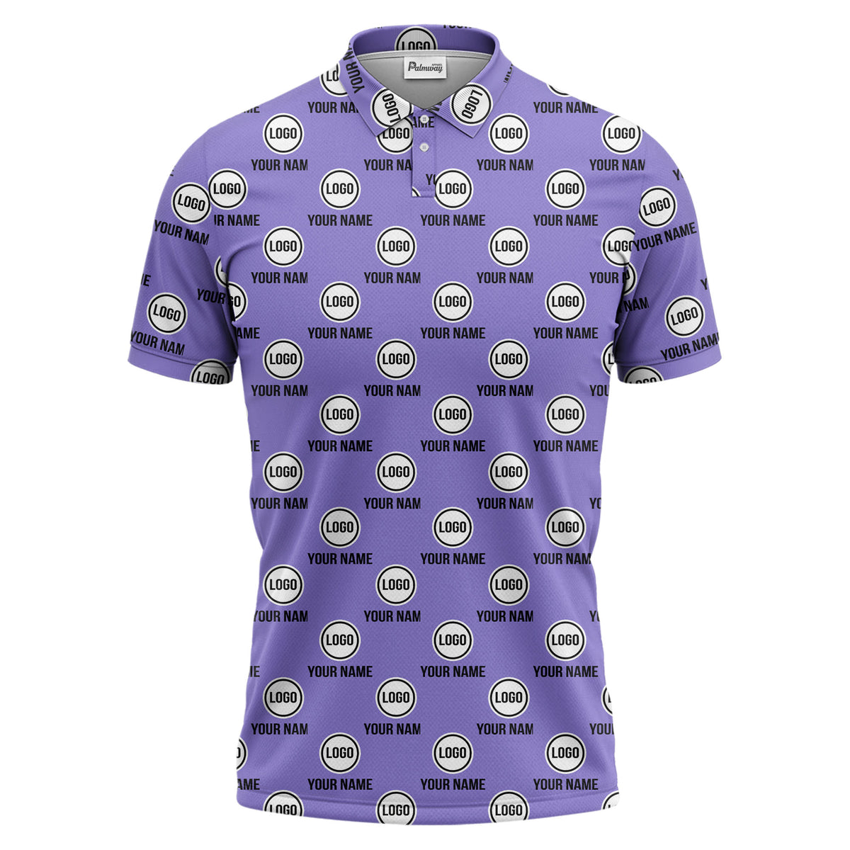 custom name & logo repeat circle pattern black polo shirt