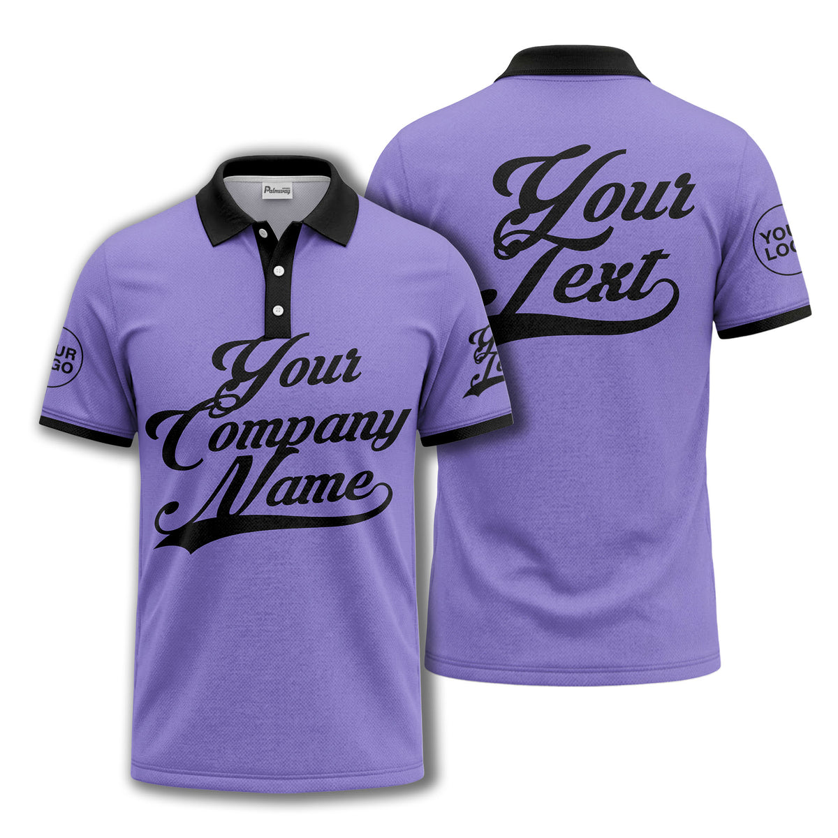 custom script logo corporate casual polo shirt for men