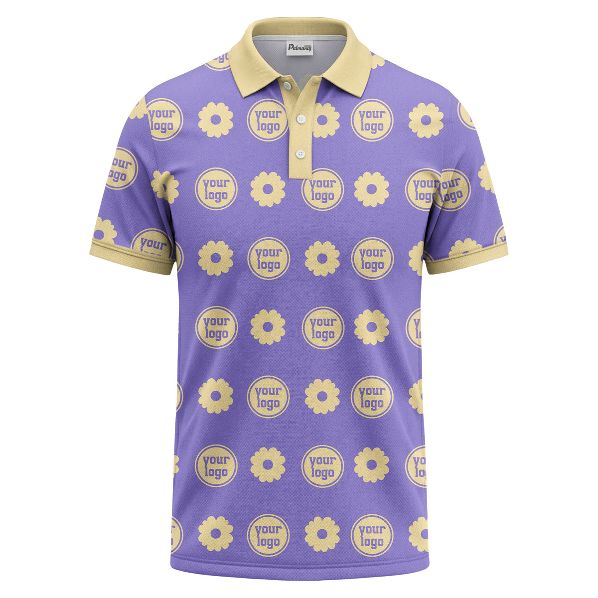 customizable daisy & monogram repeat pattern polo shirt
