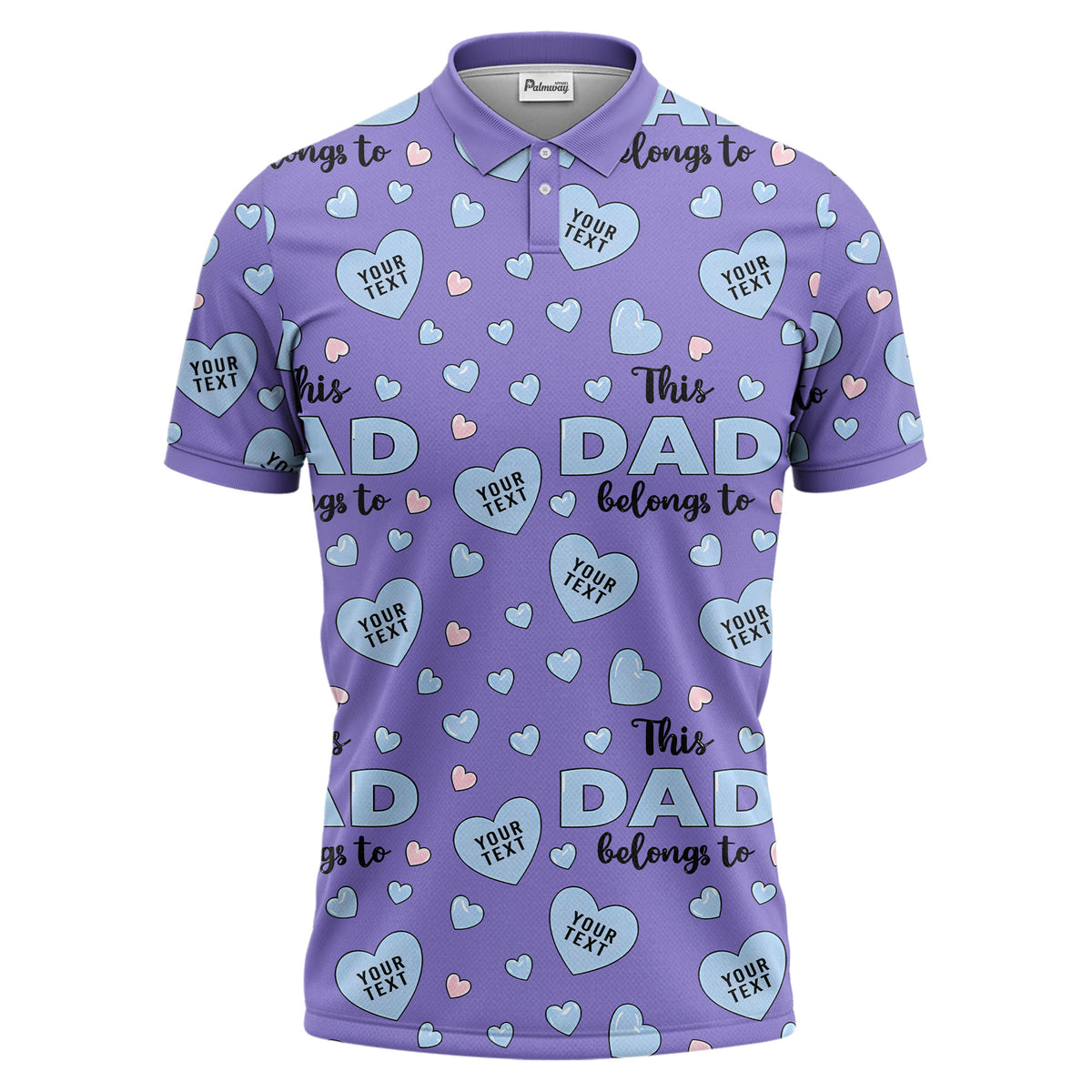 customizable hearts & text father's day all over print polo shirt for men