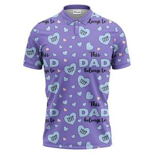 customizable hearts & text father's day all over print polo shirt for men