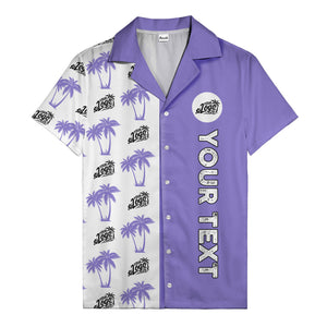 customizable palm tree & personalized text tropical green hawaiian shirt for vacation