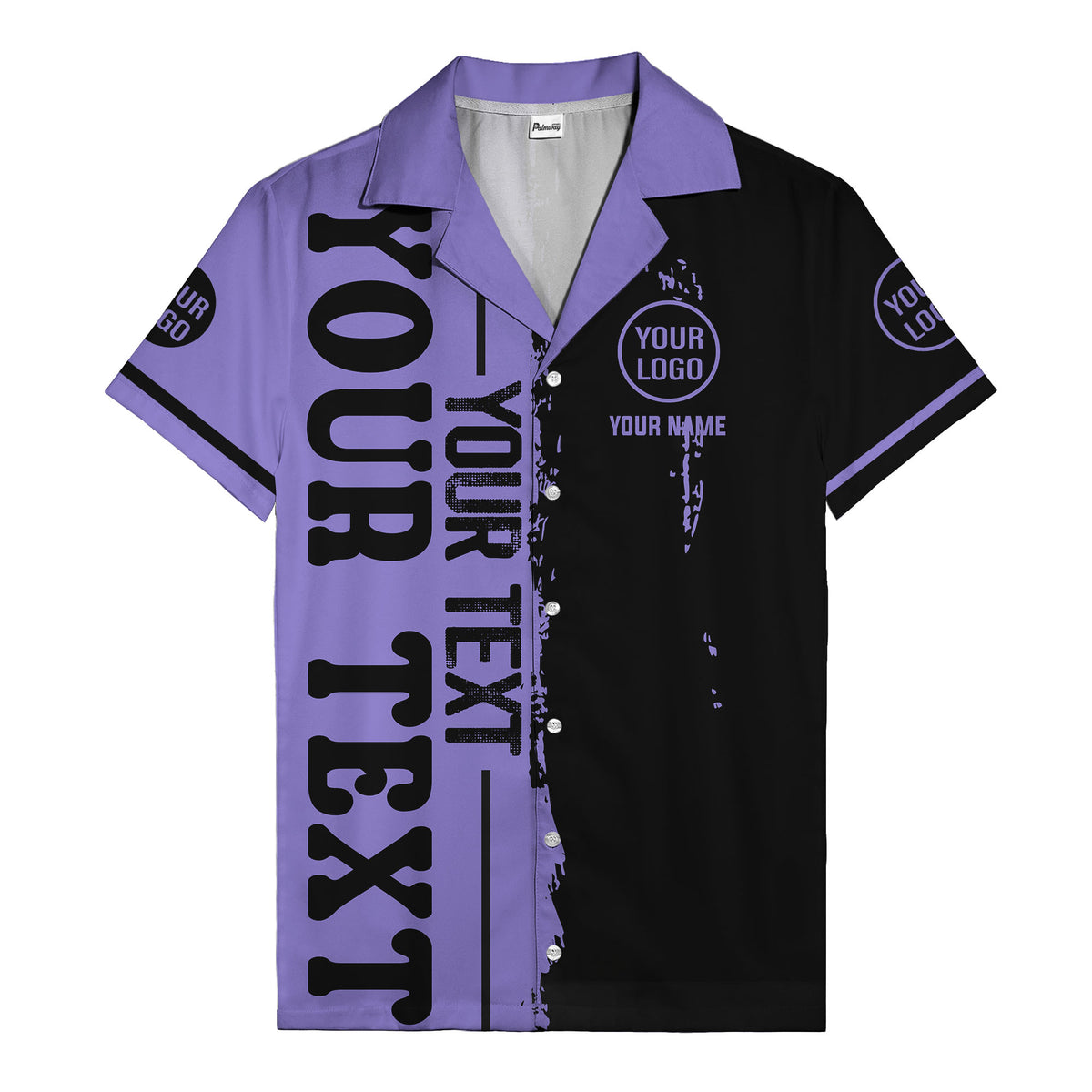customizable text logo circle personalized hawaiian shirt