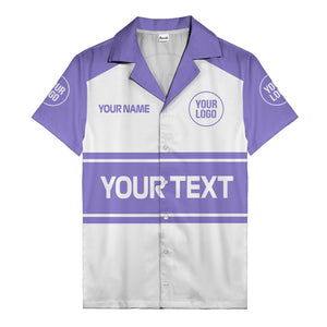 customizable text & logo horizontal stripe bowling hawaiian shirt