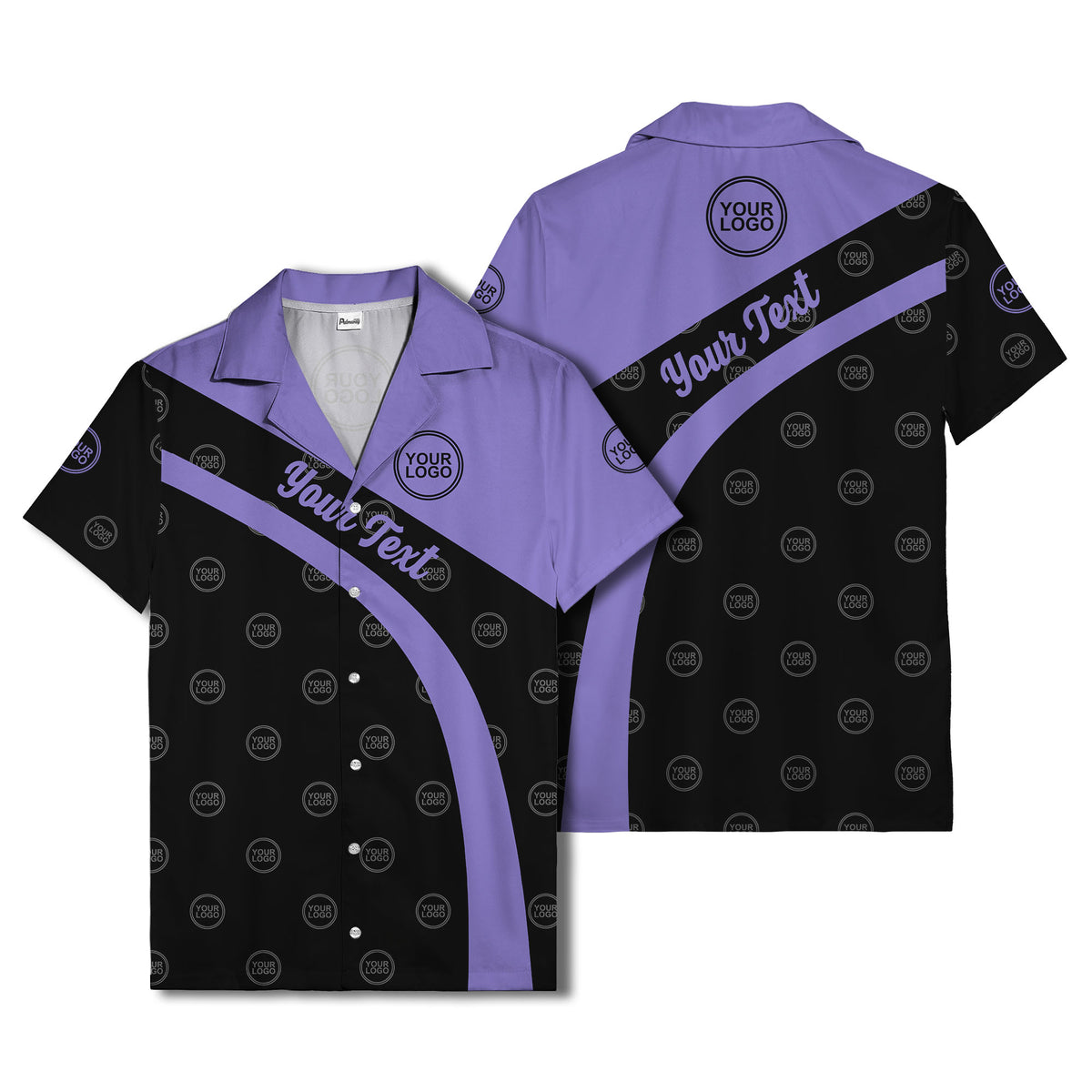 diagonal black stripe custom logo personalized hawaiian shirt