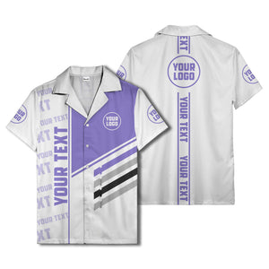 diagonal stripes custom logo repeat graphic hawaiian shirt
