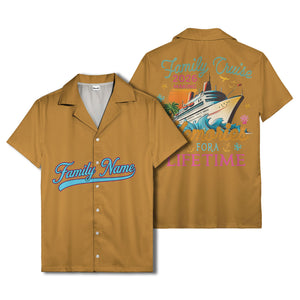 family name script & logo circle personalized hawaiian shirt