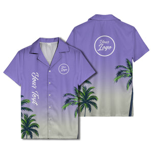 gradient palm tree silhouettes custom text hawaiian shirt for men
