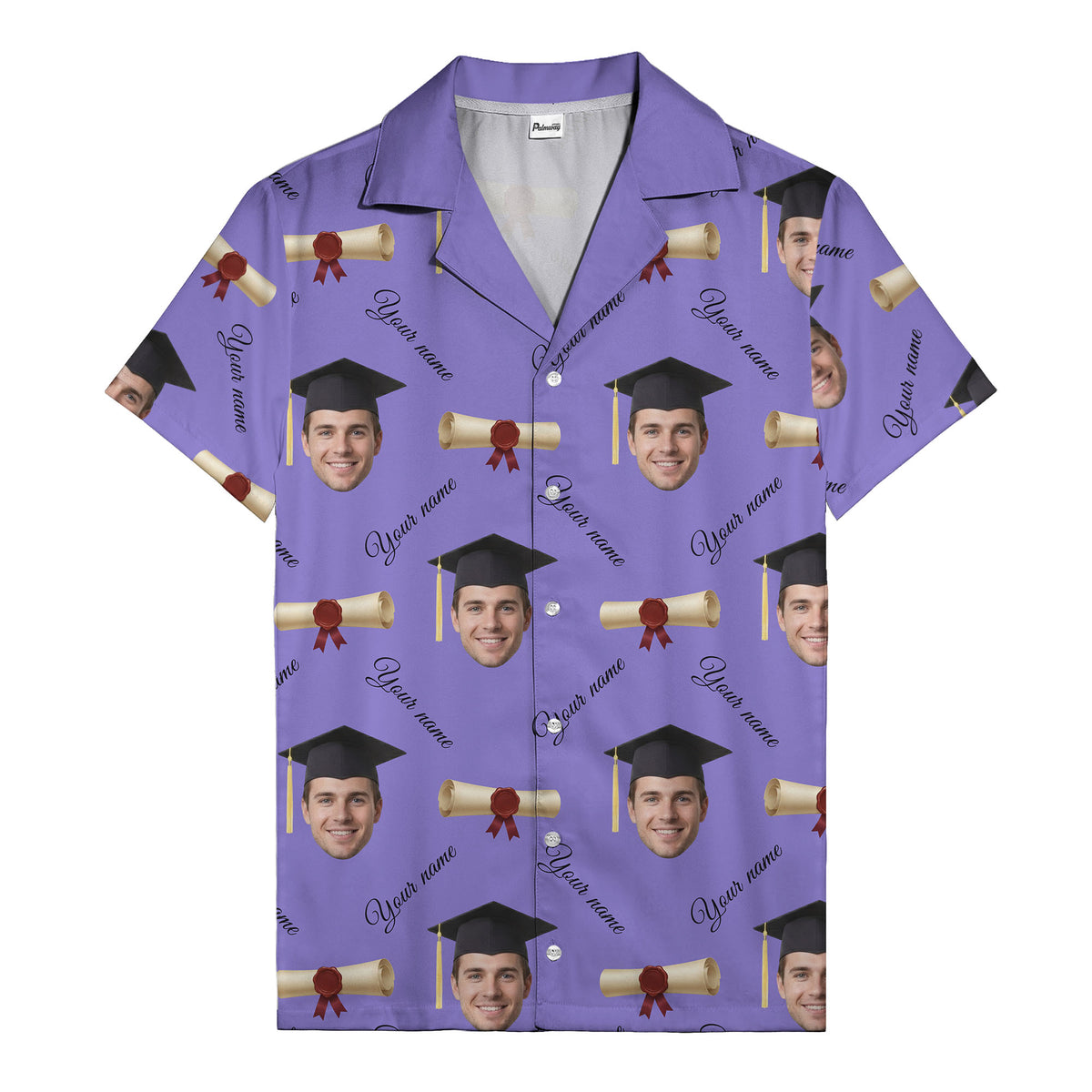 graduation caps diplomas & custom faces hawaiian shirt