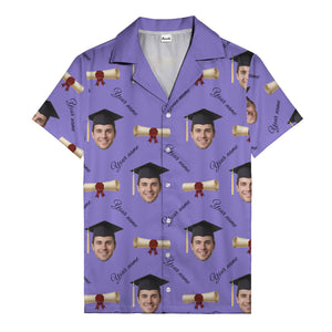 graduation caps diplomas & custom faces hawaiian shirt