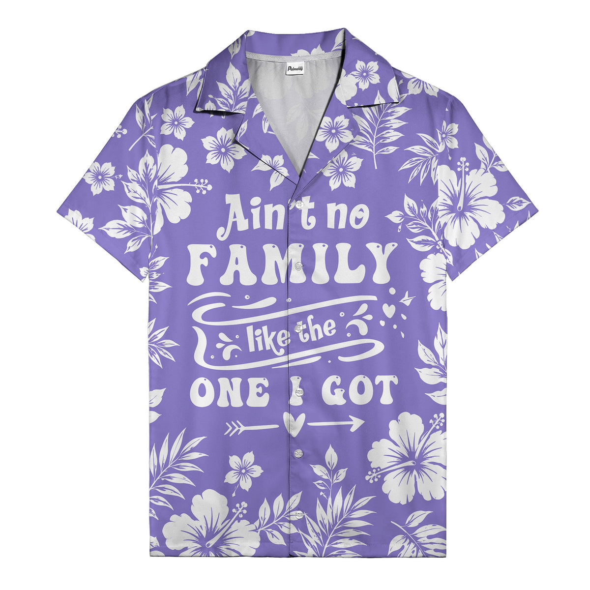 graphic white hibiscus & leaf family tribute hawaiian shirt