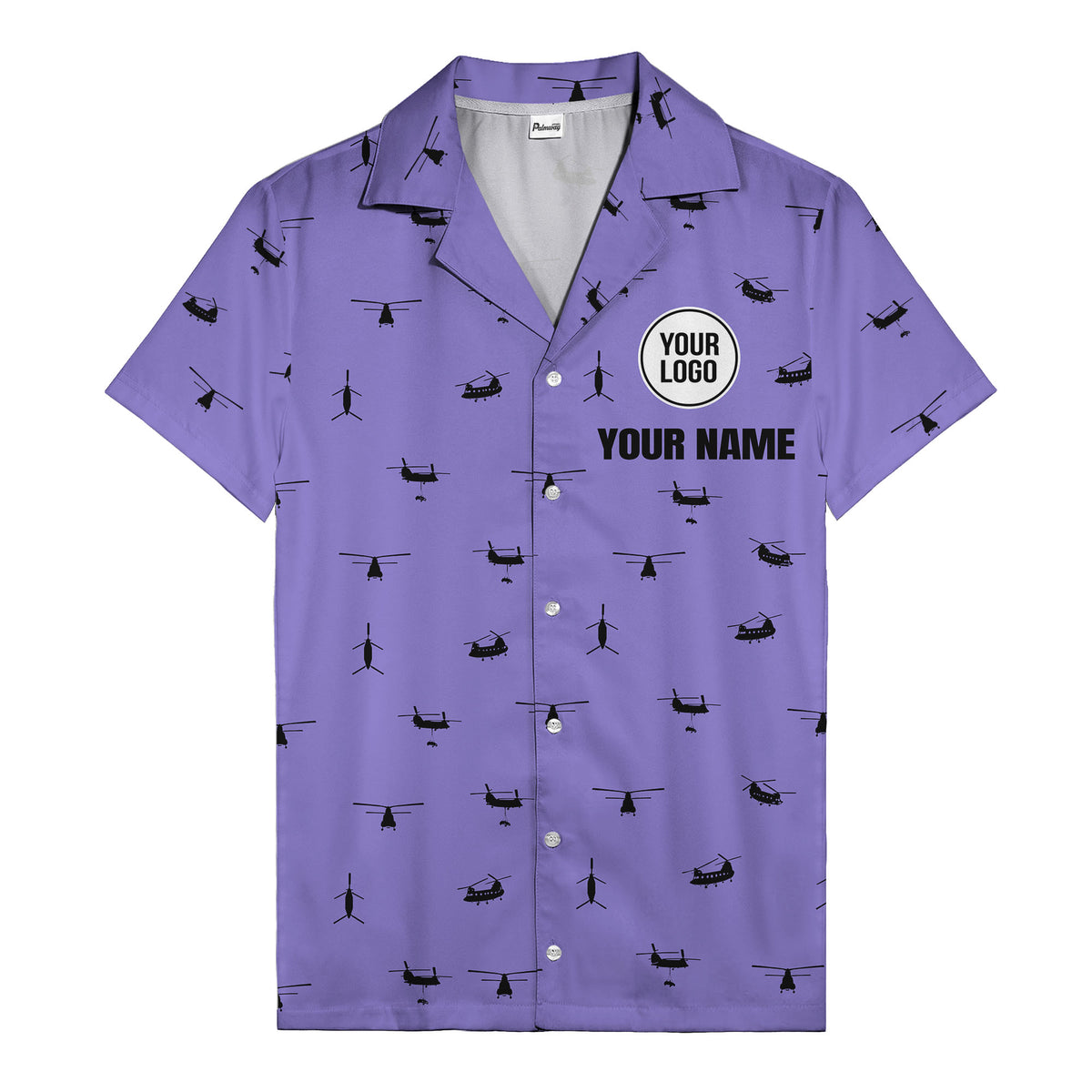 helicopter silhouette repeat military graphic hawaiian shirt for men