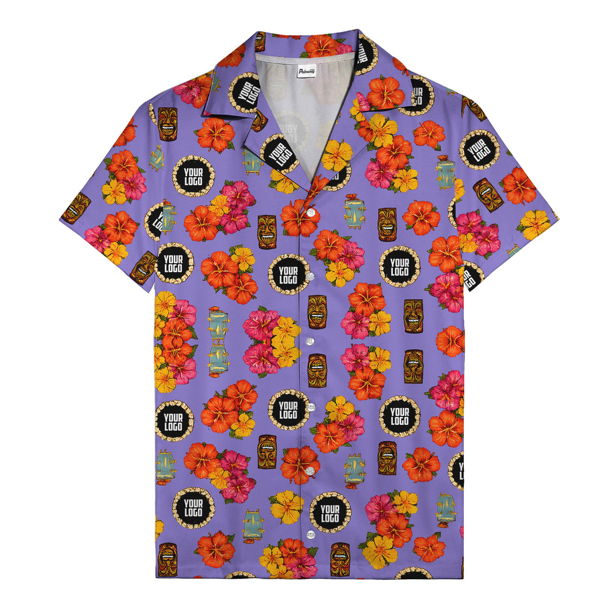 hibiscus & tiki masks all-over print hawaiian shirt for beach getaway
