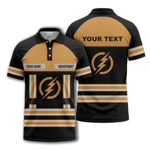 lightning bolt emblem & stripes corporate polo shirt