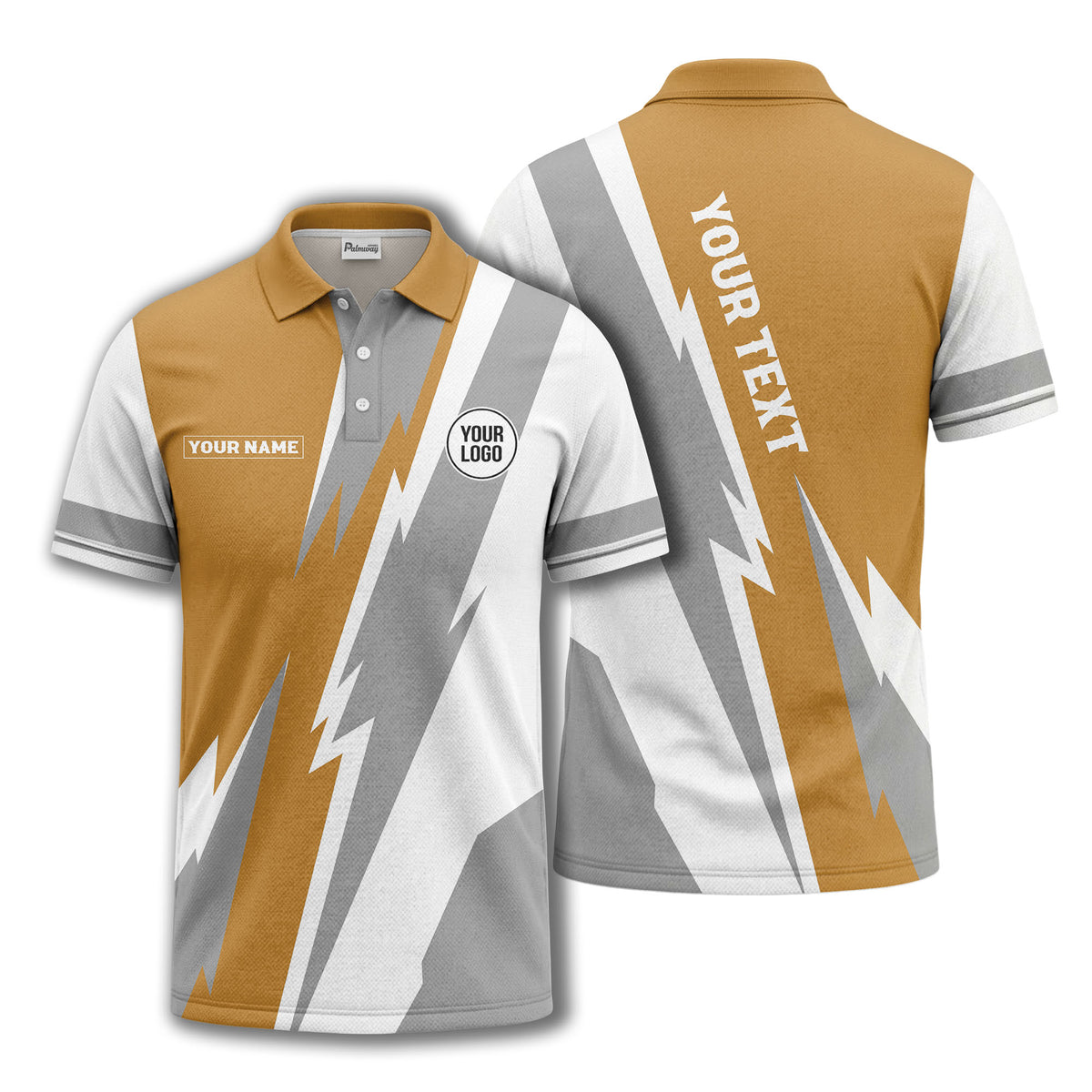 lightning bolt & geometric stripes polo shirt for men