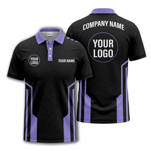 modern black white geometric stripes custom logo polo shirt