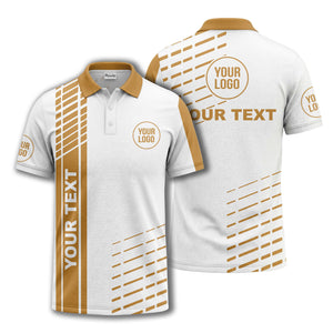 modern vertical stripe & dashed line graphic custom text logo polo shirt