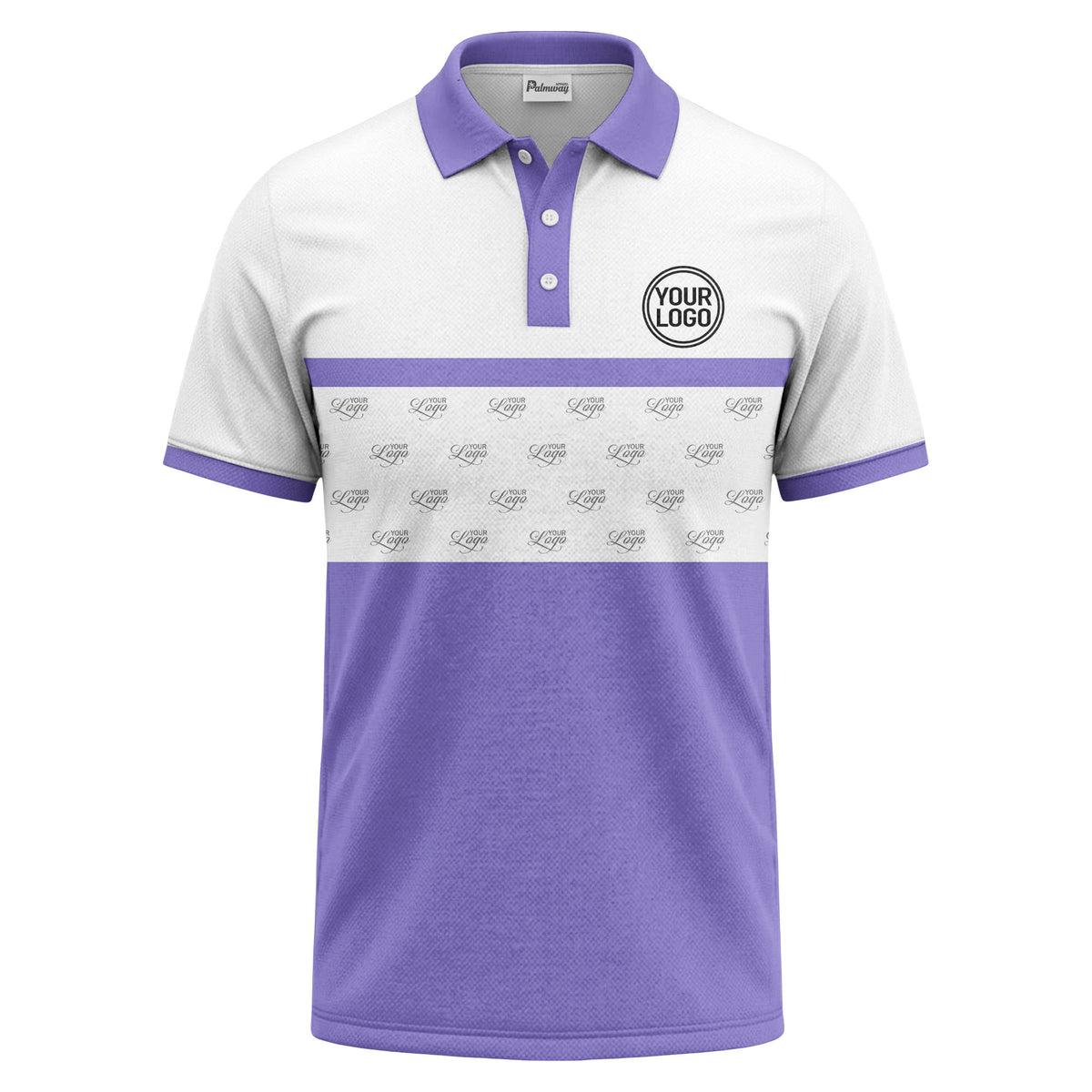 monochrome custom logo repeat stripe polo shirt for men