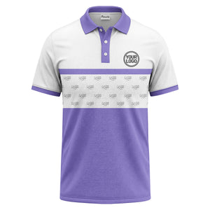 monochrome custom logo repeat stripe polo shirt for men
