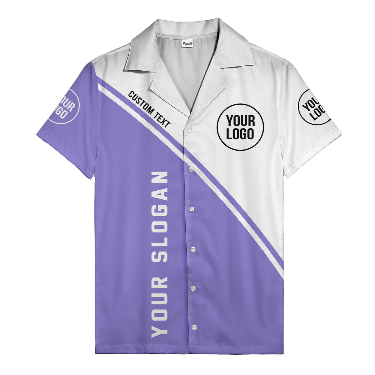 monochrome diagonal stripe custom logo & text hawaiian shirt
