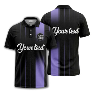 monochrome gradient vertical stripes with custom logo text polo shirt