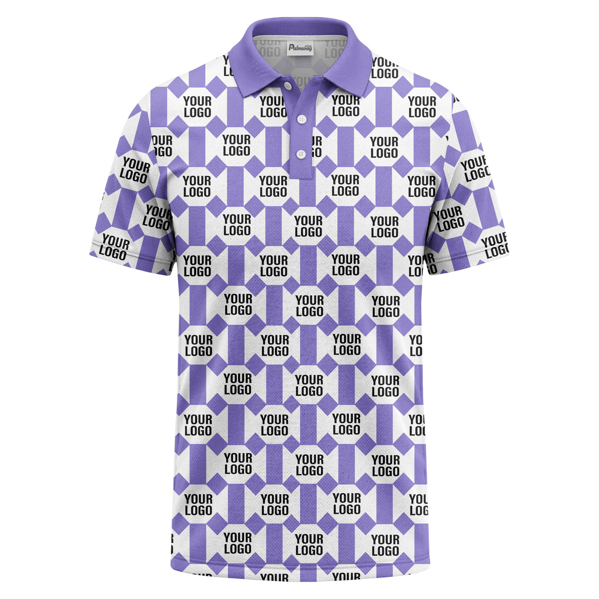 monochrome hexagon repeat custom logo geometric polo shirt for men