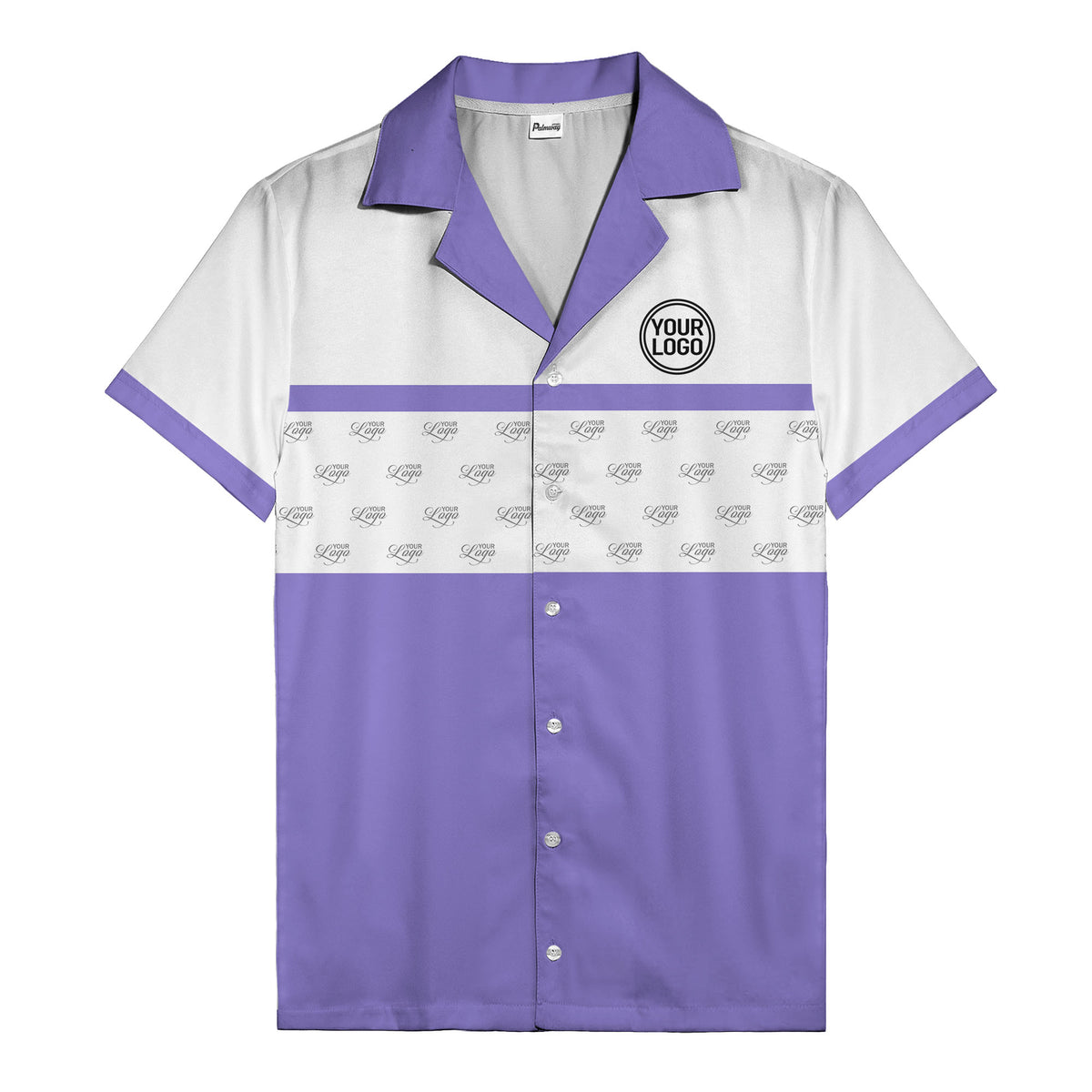 retro bowling custom logo repeat hawaiian shirt for men