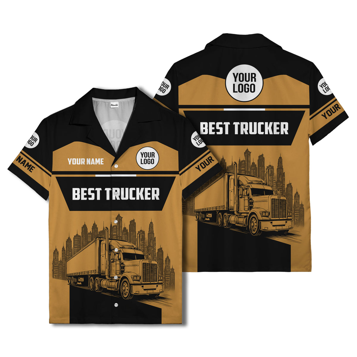 semi-truck cityscape hawaiian shirt for road-warrior professionals