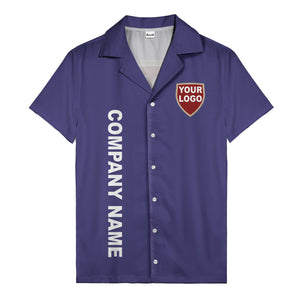 shield logo & vertical text customizable corporate hawaiian shirt