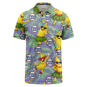 sunglass bananas luau palm leaves polo shirt for men