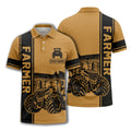 tractor farm scene graphic illustration polo shirt for men
