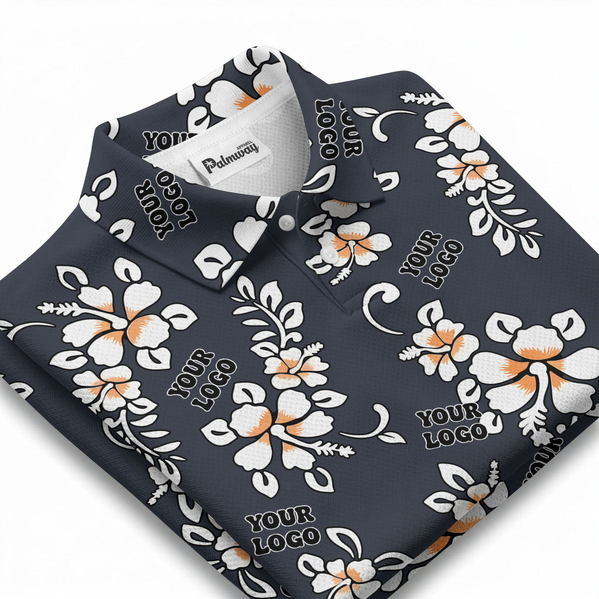 tropical floral hawaiian orange flowers leaves polo shirt for beach getaways