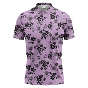 tropical floral leaves & circles polo shirt for island vibes
