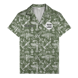 vintage airplane blueprint sketches propeller engine hawaiian shirt