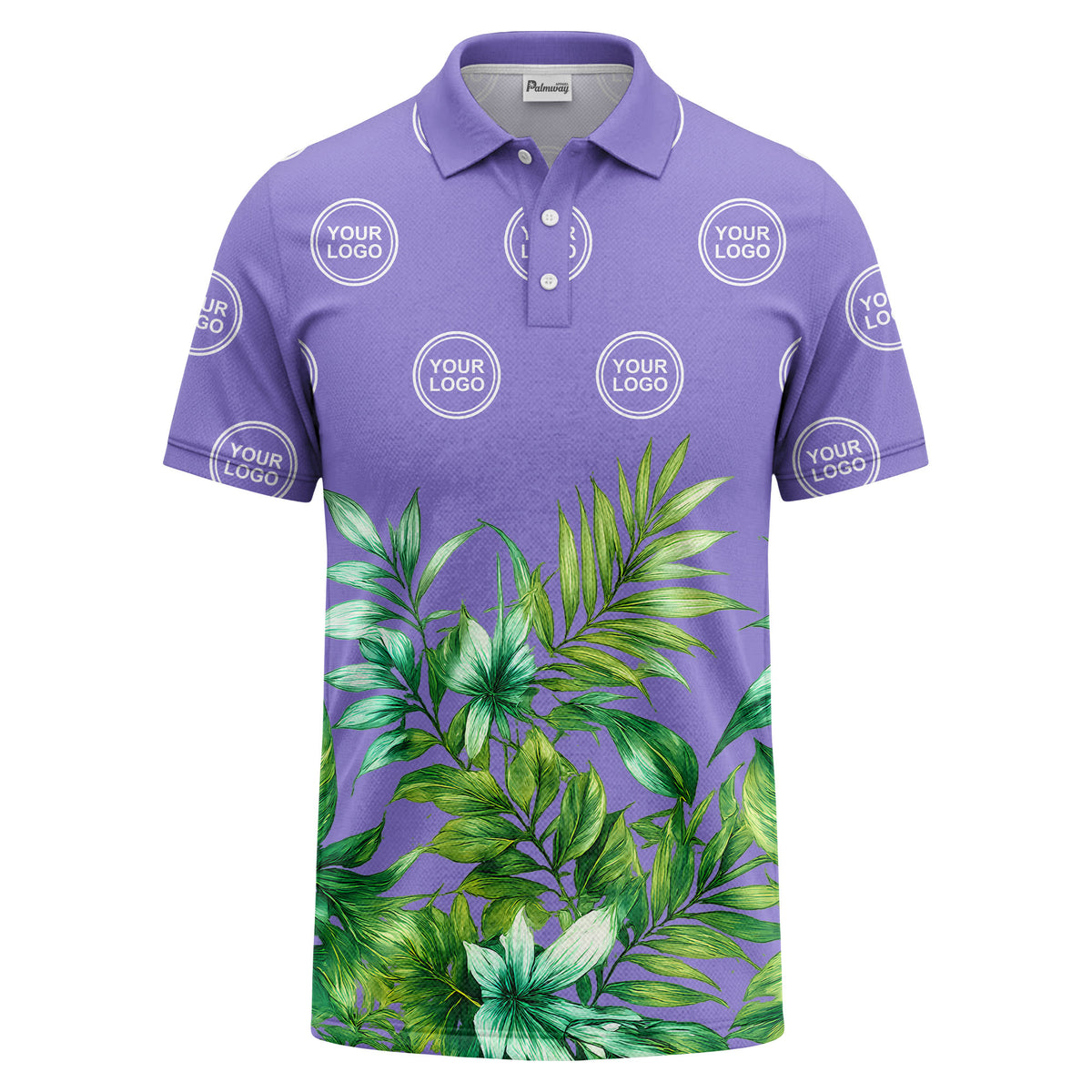 watercolor exotic ferns & logo circle polo shirt