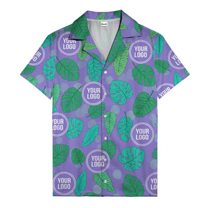 watercolor monstera leaf repeat & signature logo hawaiian shirt
