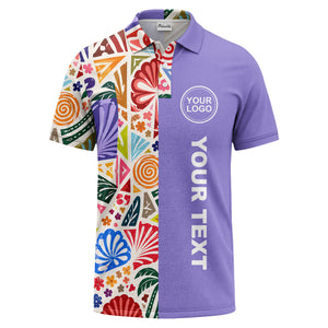 watercolor palm leaves swirls custom geometric all over print polo shirt