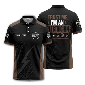 circuit board lightning bolt graphic modern tech polo shirt