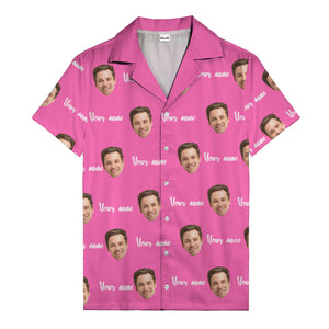 custom face portrait & personalized text repeat hawaiian shirt