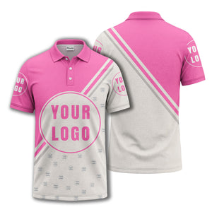 custom logo circles & diagonal stripes all over print polo shirt