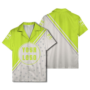 custom logo circles & diagonal stripes minimalist hawaiian shirt for men