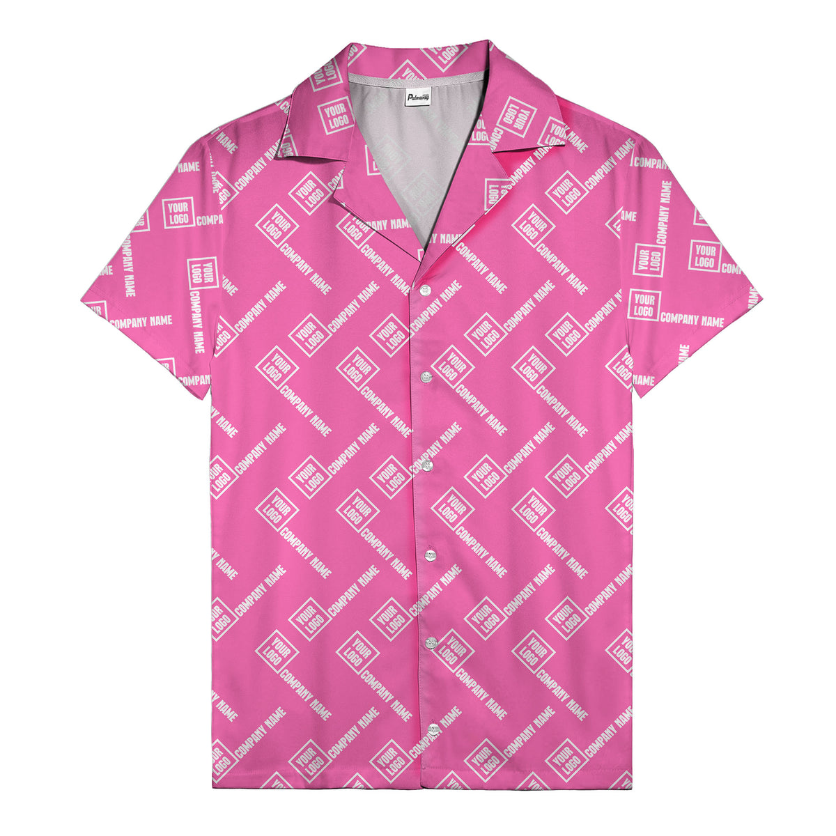 custom logo & company name repeat black hawaiian shirt for men