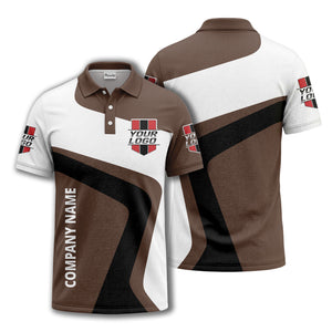custom logo diagonal stripe corporate polo shirt for business uniforms