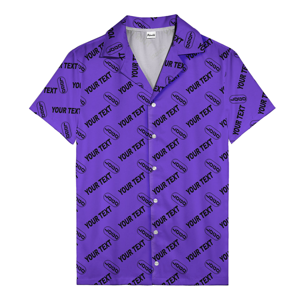 custom logo & editable text repeat pattern black hawaiian shirt