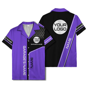 custom logo hexagonal honeycomb automotive hawaiian shirt for men