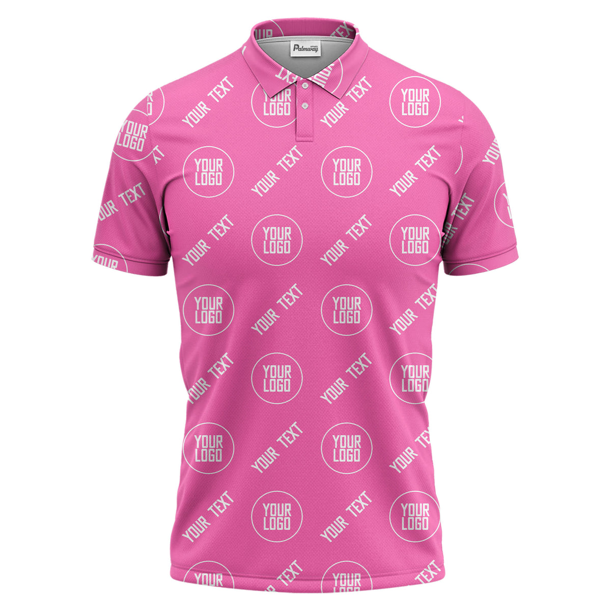 custom logo & text repeat pattern black personalized polo shirt for men