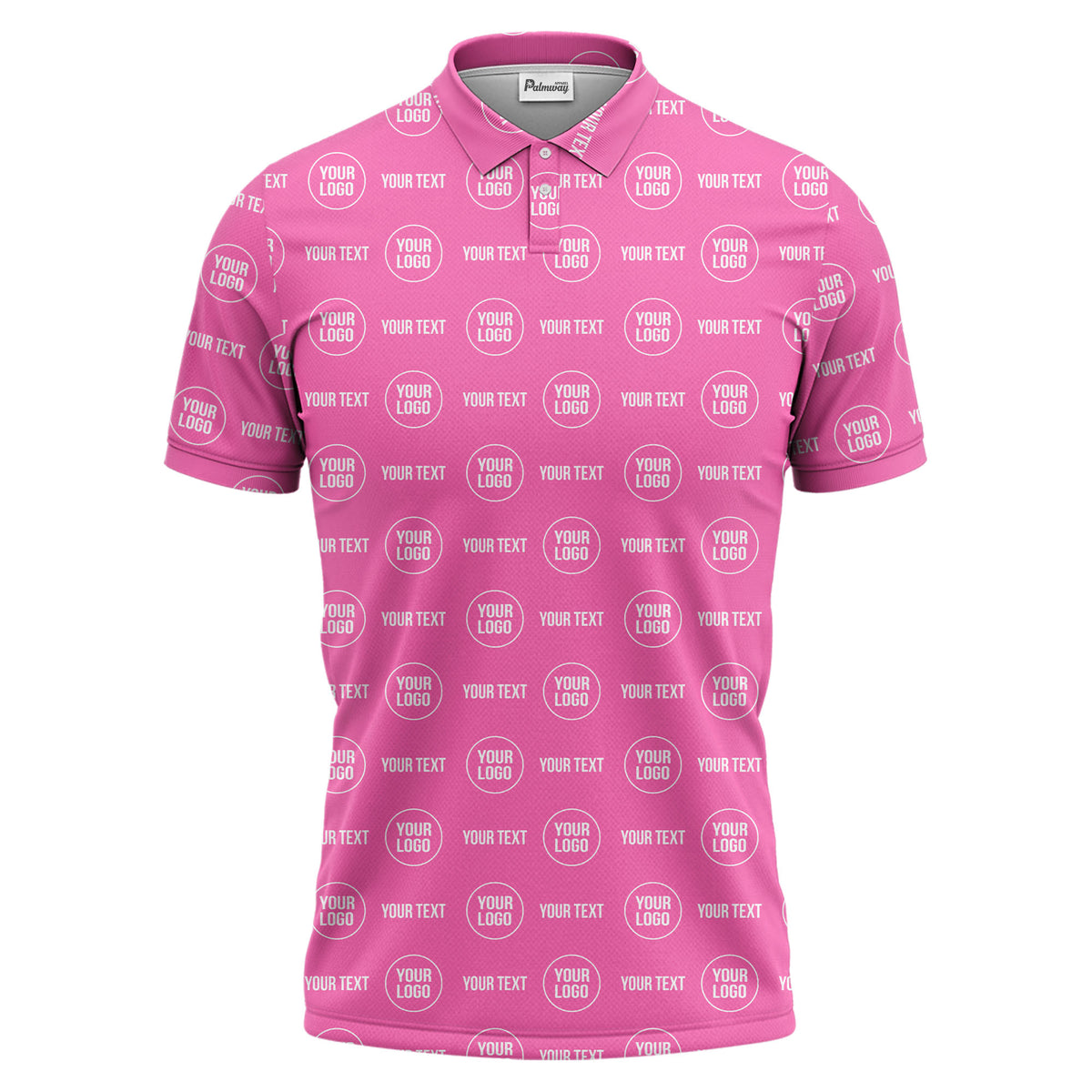custom logo & text repeat pattern black polo shirt for men