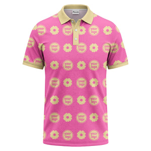 customizable daisy & monogram repeat pattern polo shirt