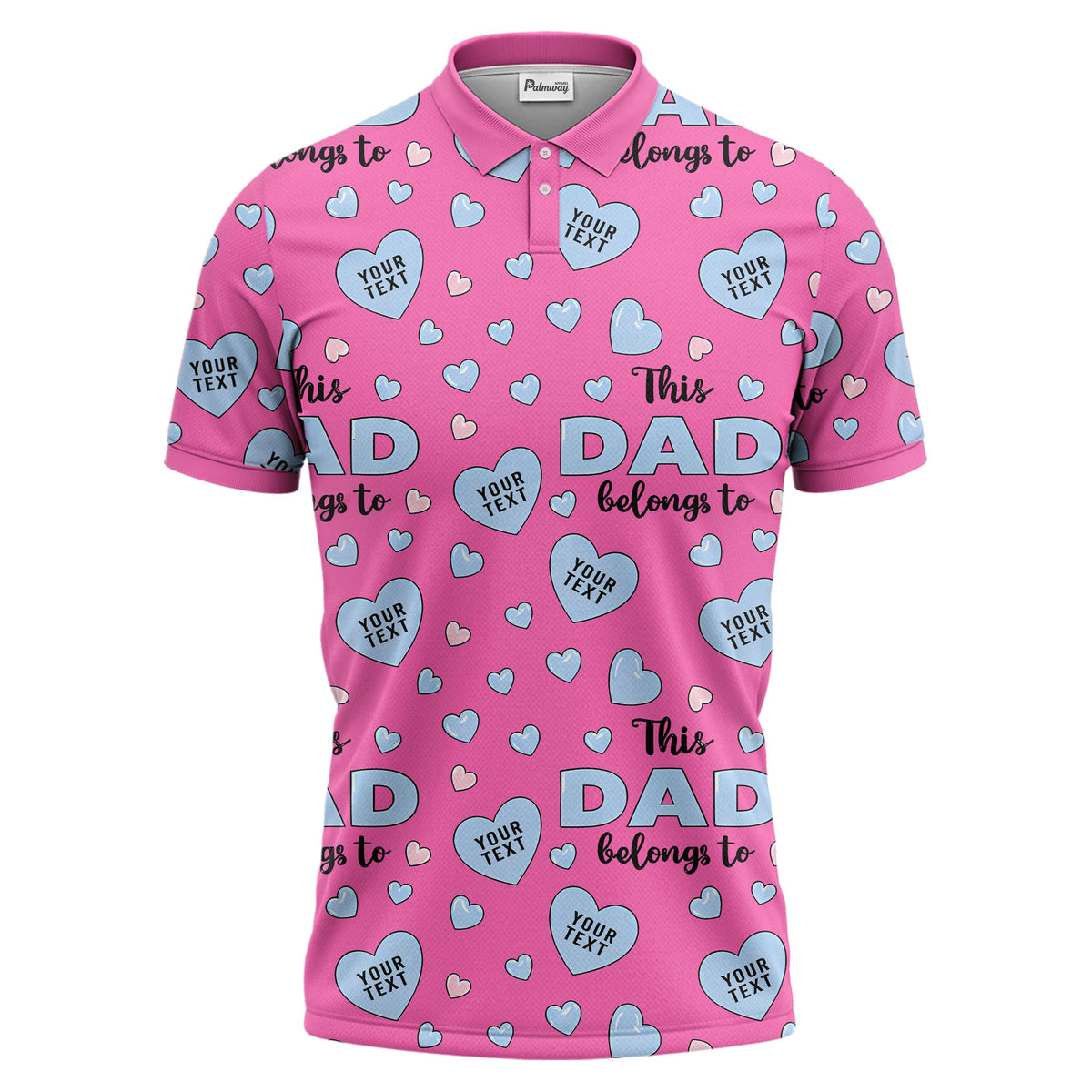 customizable hearts & text father's day all over print polo shirt for men
