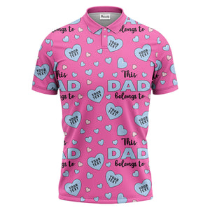 customizable hearts & text father's day all over print polo shirt for men